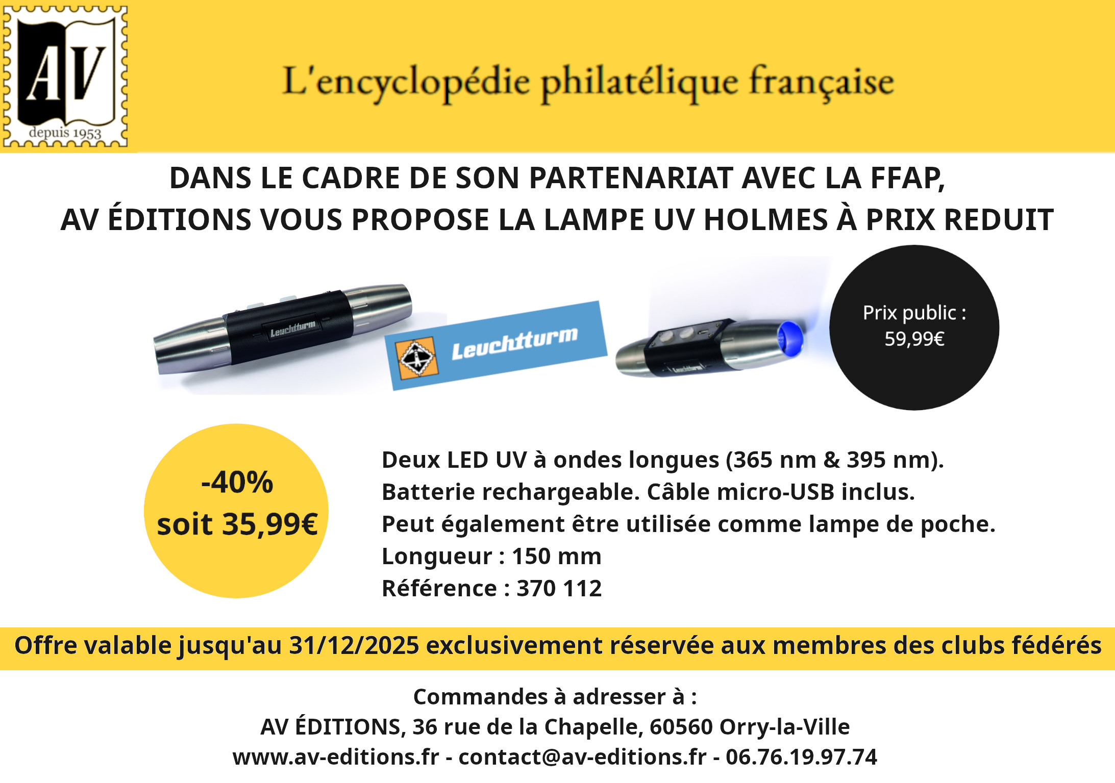 Offre promotionnelle AV Editions exclusive fédérés
