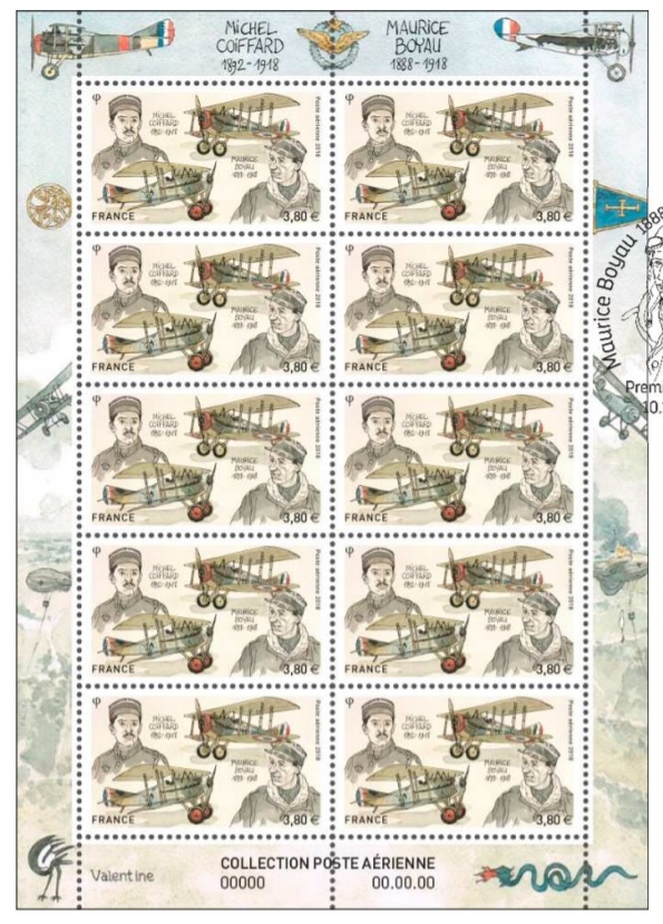 Emission Poste aérienne : Michel Coiffard (1892 - 1918) et Maurice Boyau (1888 - 1918)