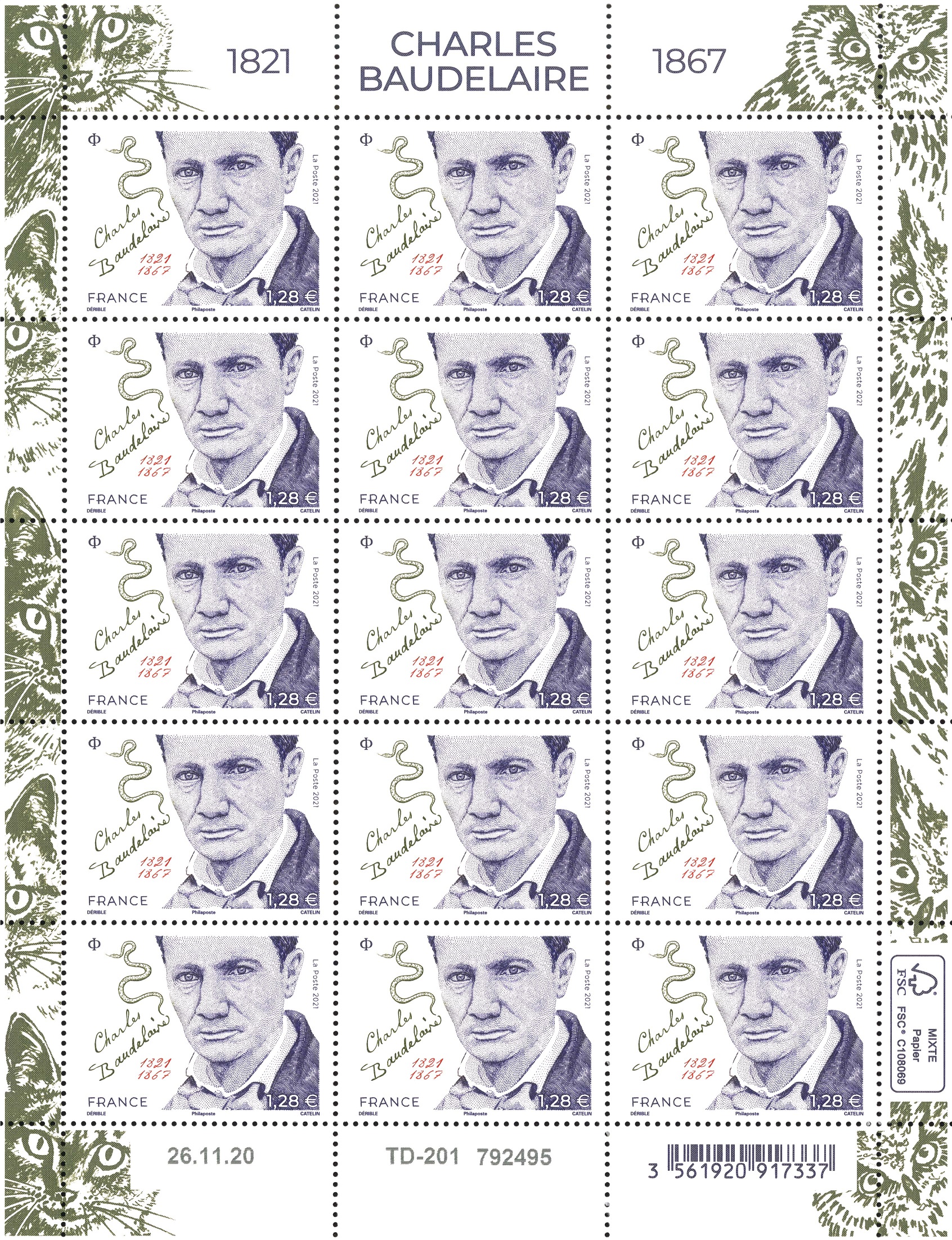 Emission Charles Baudelaire (1821 - 1867)